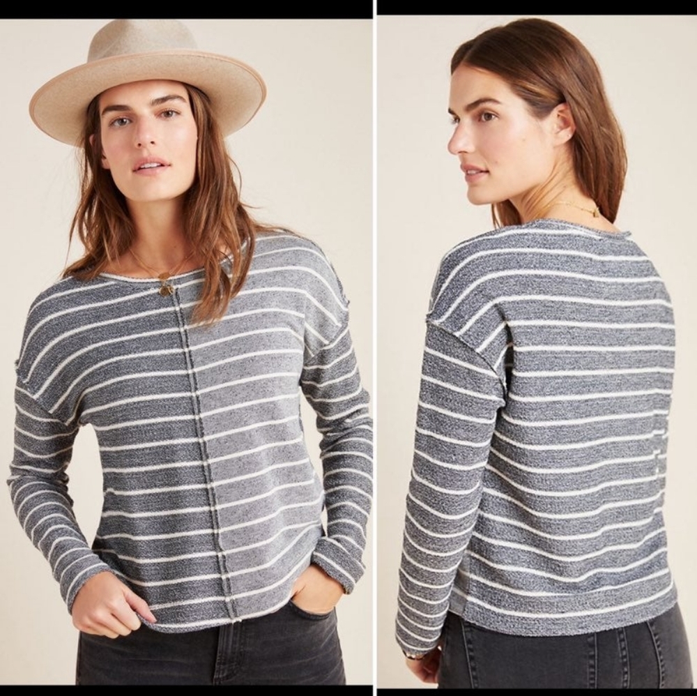 Anthropologie|NWT Devon Textured Sweatshirt Navy